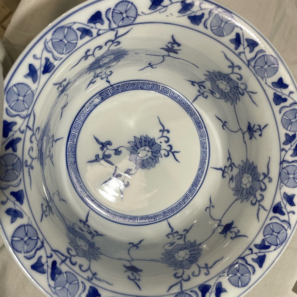 Vintage Large Chinese blue and white porcelain ink wash basin - Picture 9 of 12